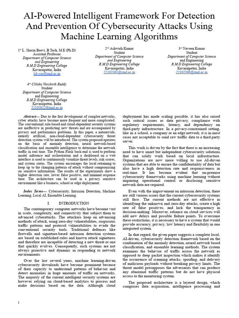 AI-Powered Intelligent Framework For Detection and Prevention of ...