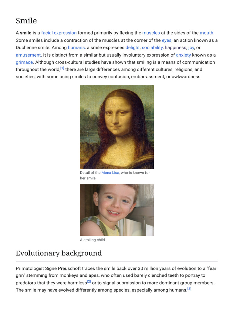 Smile - Wikipedia | PDF | Smile | Facial Features