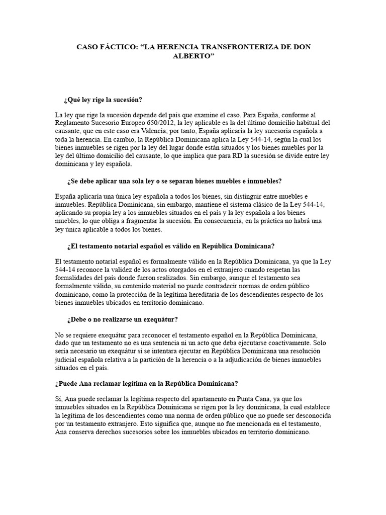 Caso Fáctico | PDF | Herencia | España