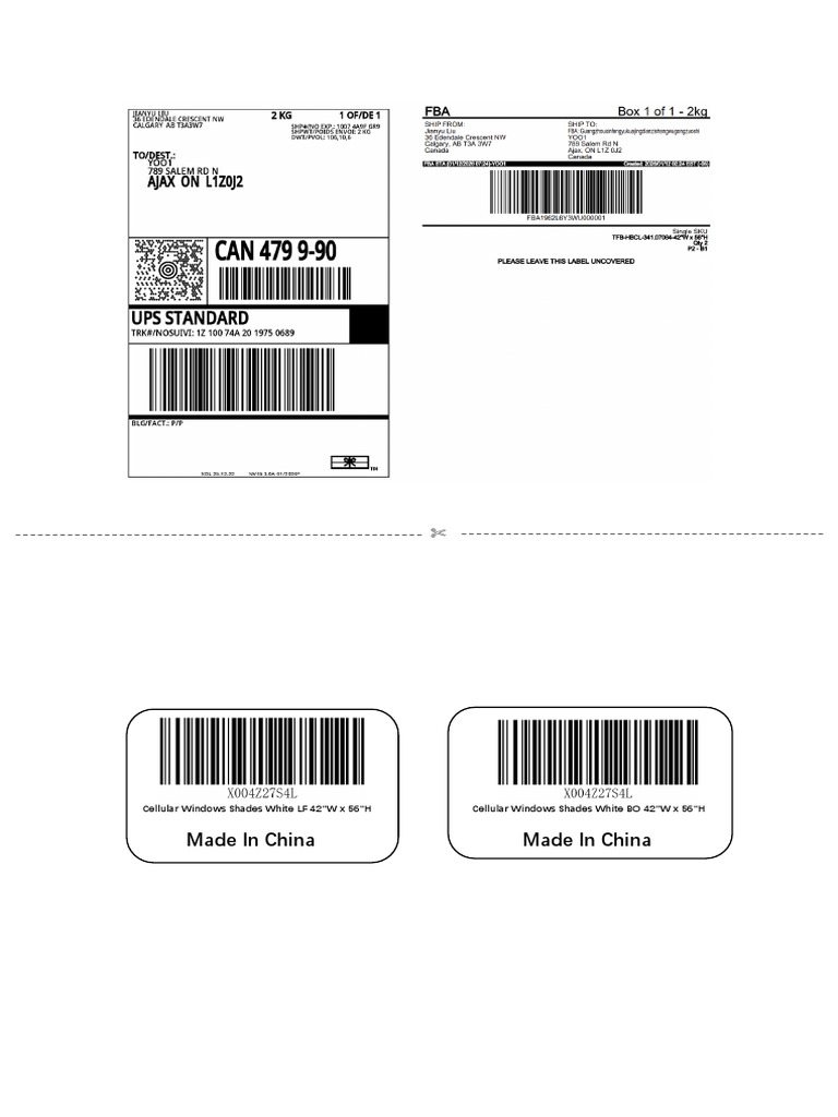 Cellular Windows Shades White LF 42 X 56 64 X 48-CA Return Label | PDF
