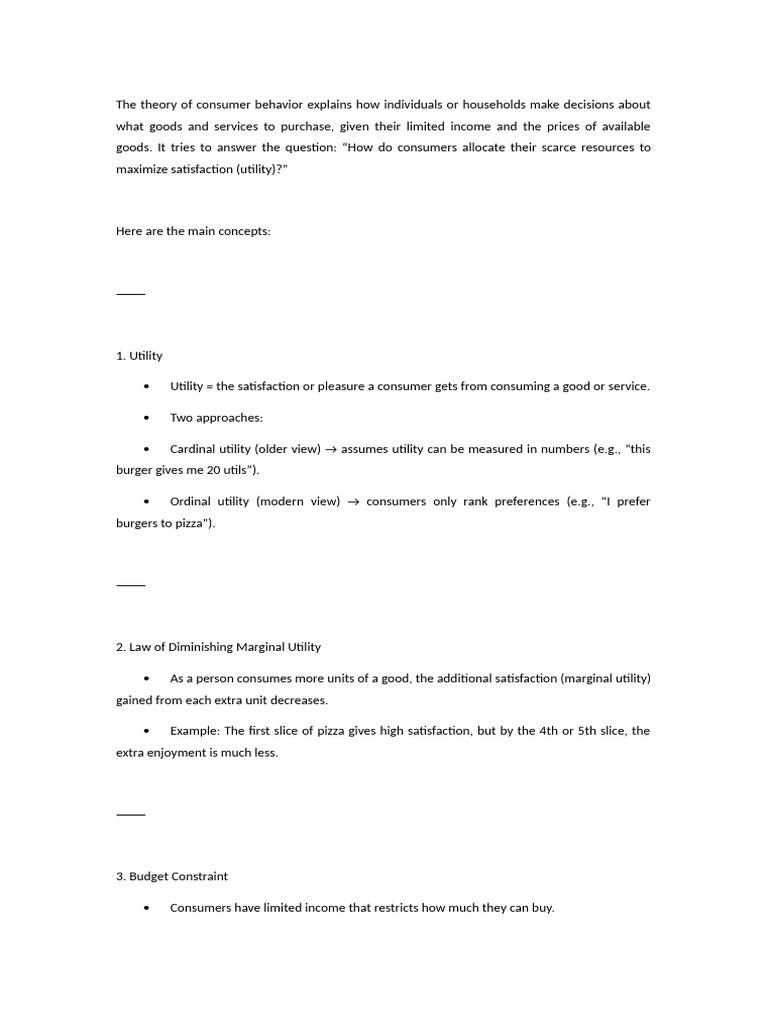 The Theory of Consumer Behavior | PDF | Utility | Marginal Utility