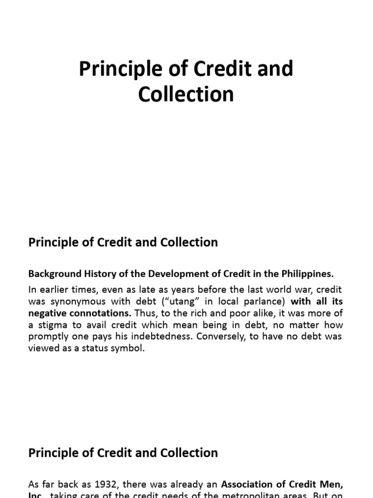 Lesson1 - Principle of Credit and Collection | PDF | Credit | Finance ...