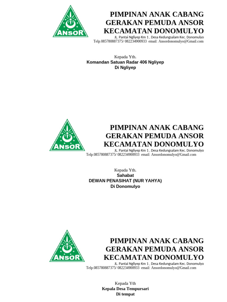 Template Amplop Surat PAC | PDF