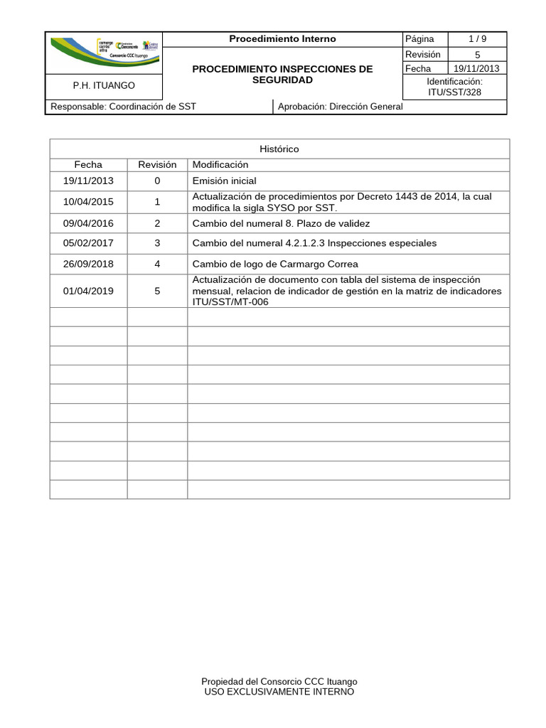 Itu-Sst-328 Procedimiento Inspecciones de Seguridad r5 | PDF ...