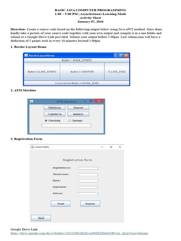 Hands On Activity Java AWT 1 5pm | PDF