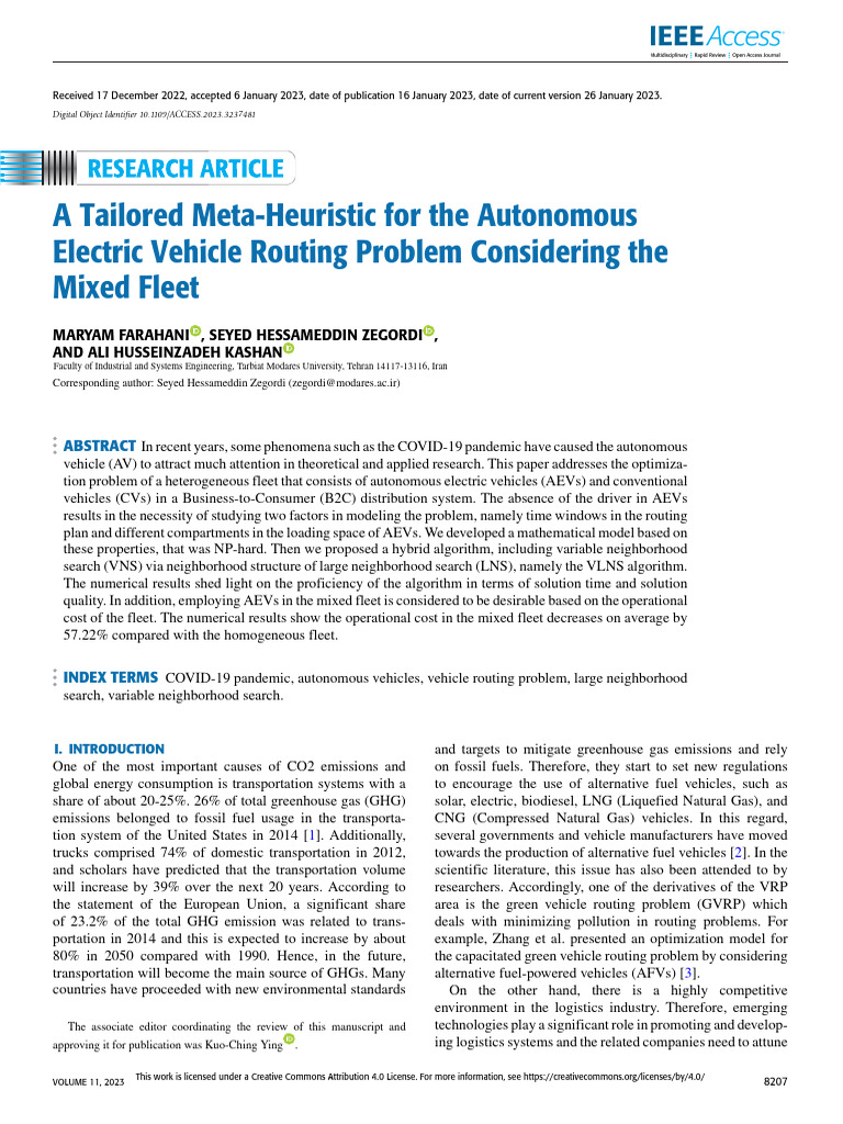 A Tailored Meta-Heuristic For The Autonomous Electric Vehicle Routing ...