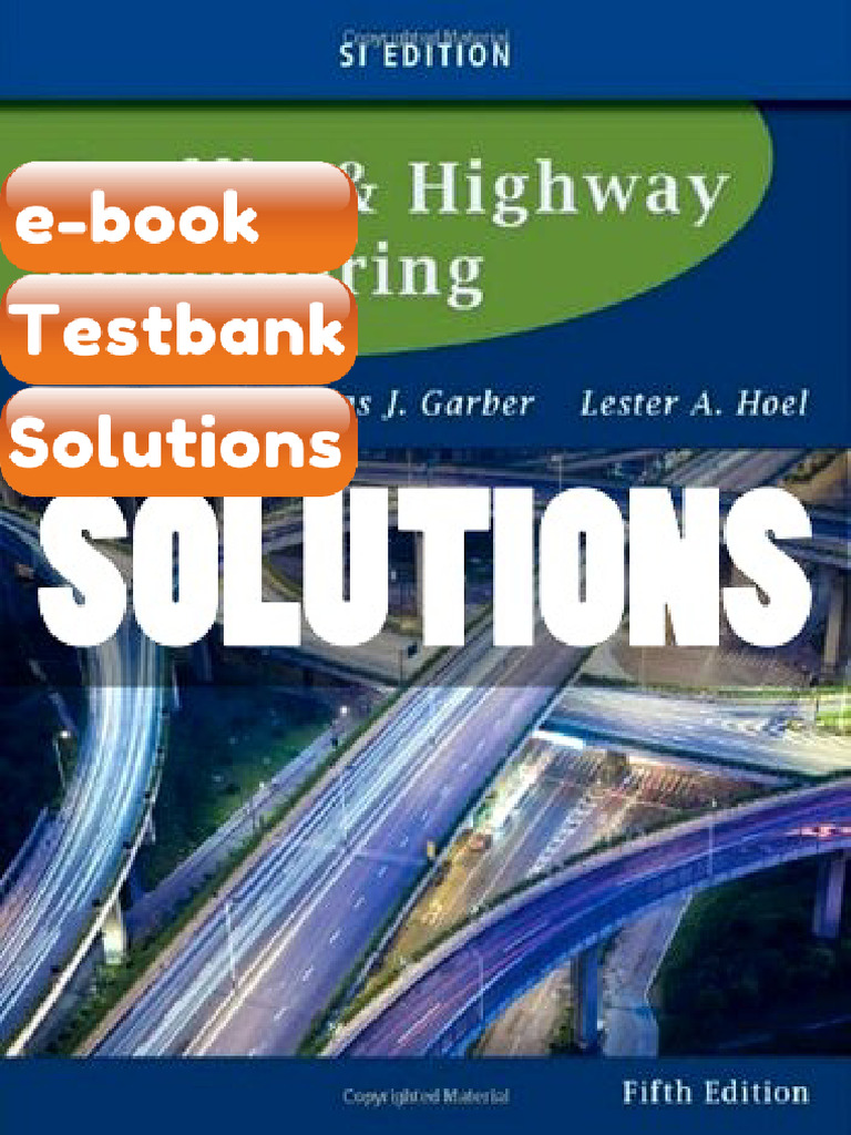 Traffic and Highway Engineering SI Ed 5 Ed Garber Ebook & Testbank ...