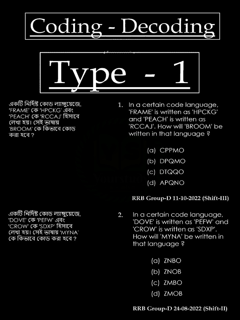 Coding - Decoding Question Sheet | PDF