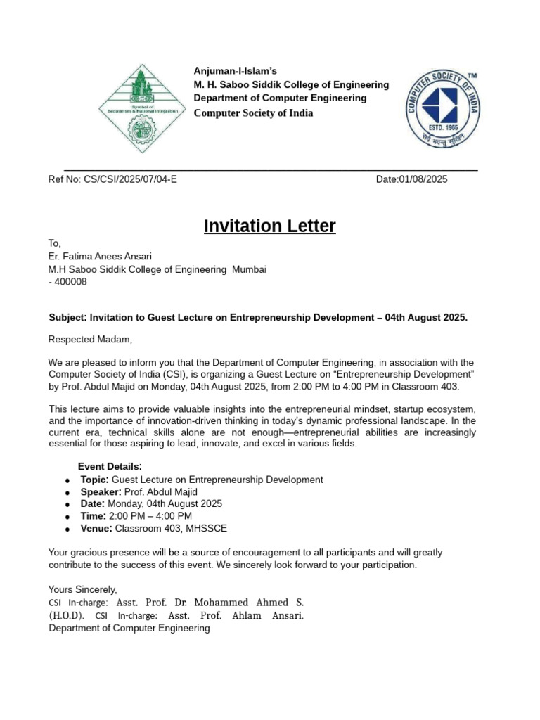 Invitation Letter 04ed | PDF