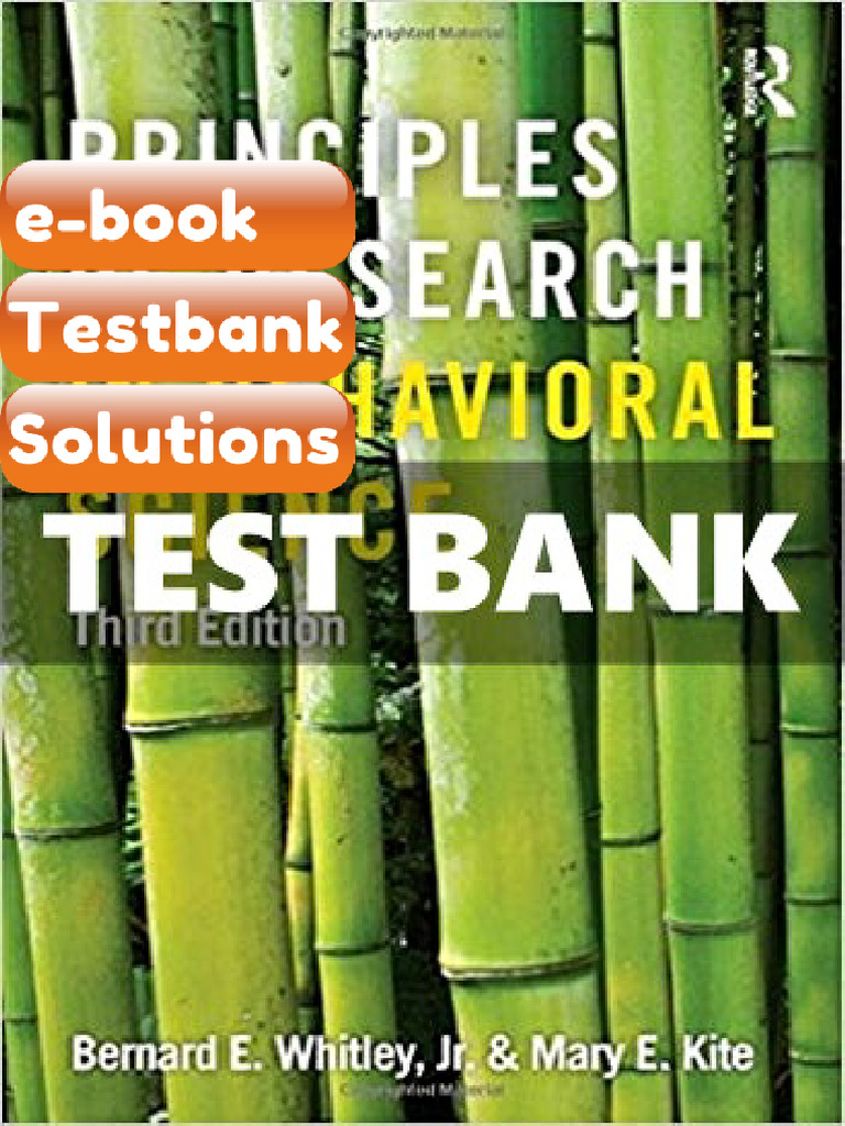 Principles of Research in Behavioral Science 3 Ed Whitley JR Ebook ...