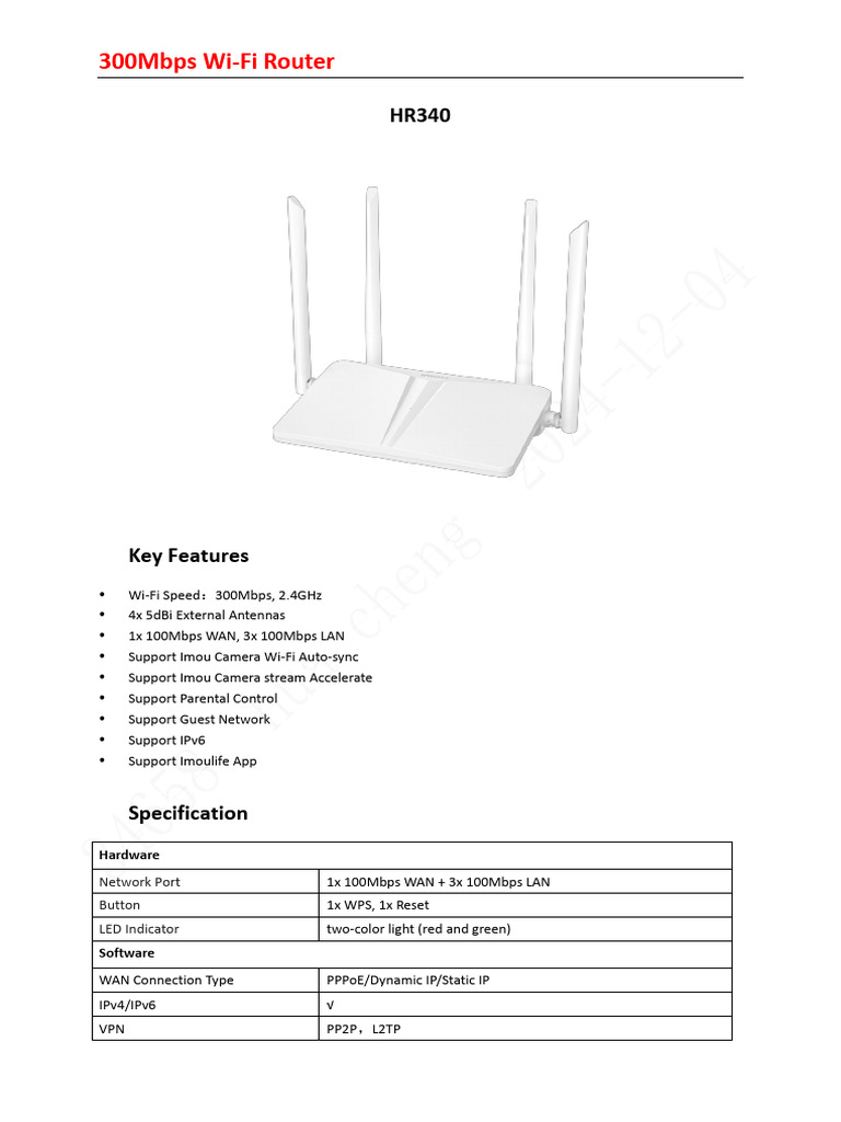 300Mbps Wi-Fi Router: Hardware | PDF