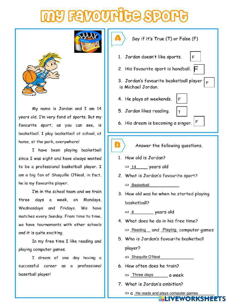 Sports Reading Comprehension Worksheet 24 | PDF