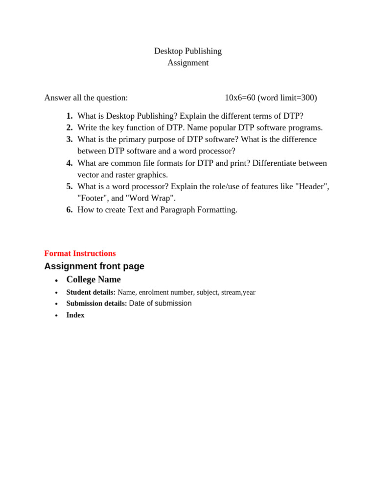 Desktop Publishing Assignmet | PDF