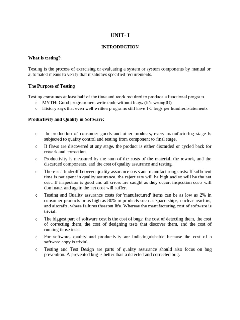 STM Unit 1 Notes | PDF | Software Testing | Software Bug