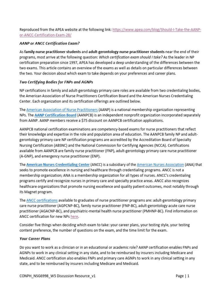 Should I Take The AANP or ANCC Certification Exam - v1 | PDF | Nurse ...