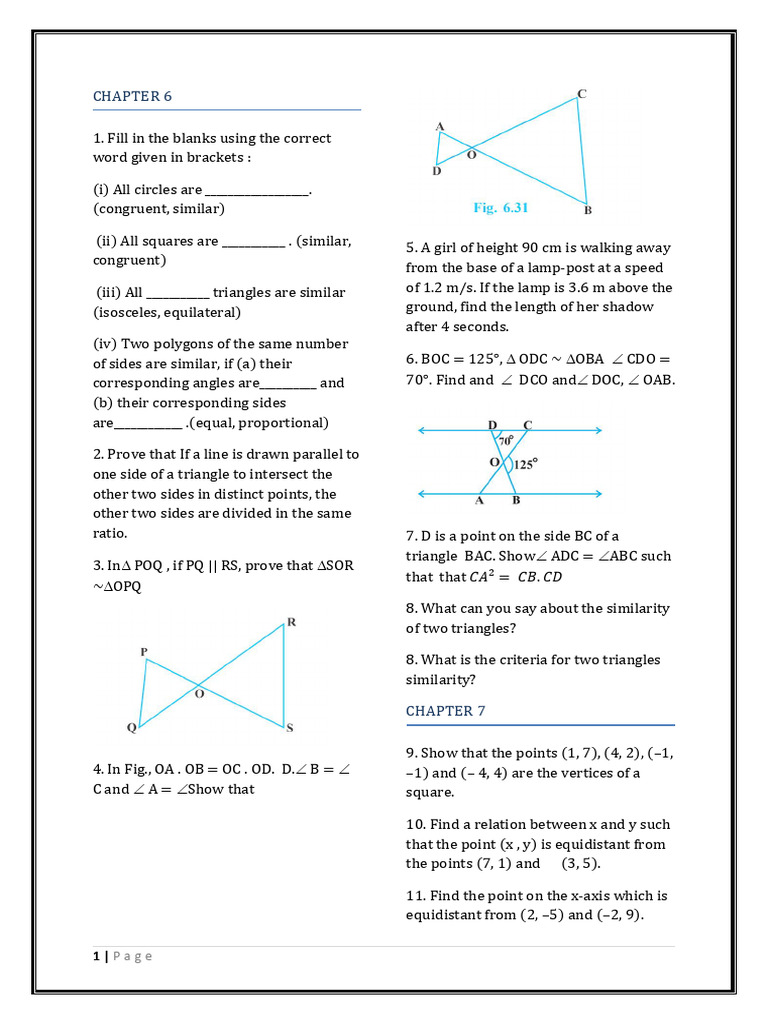 Class 10th Test CH 6 To 10 | PDF | Triangle | Circle