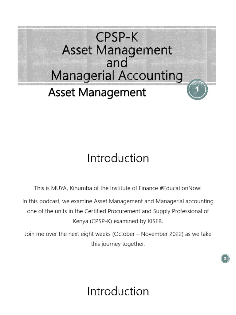 Chapter 1 Introduction To Asset Management | PDF | Asset Management ...