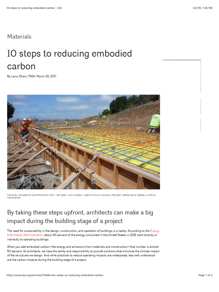 10 Steps To Reducing Embodied Carbon AIA | PDF | Concrete | Building ...