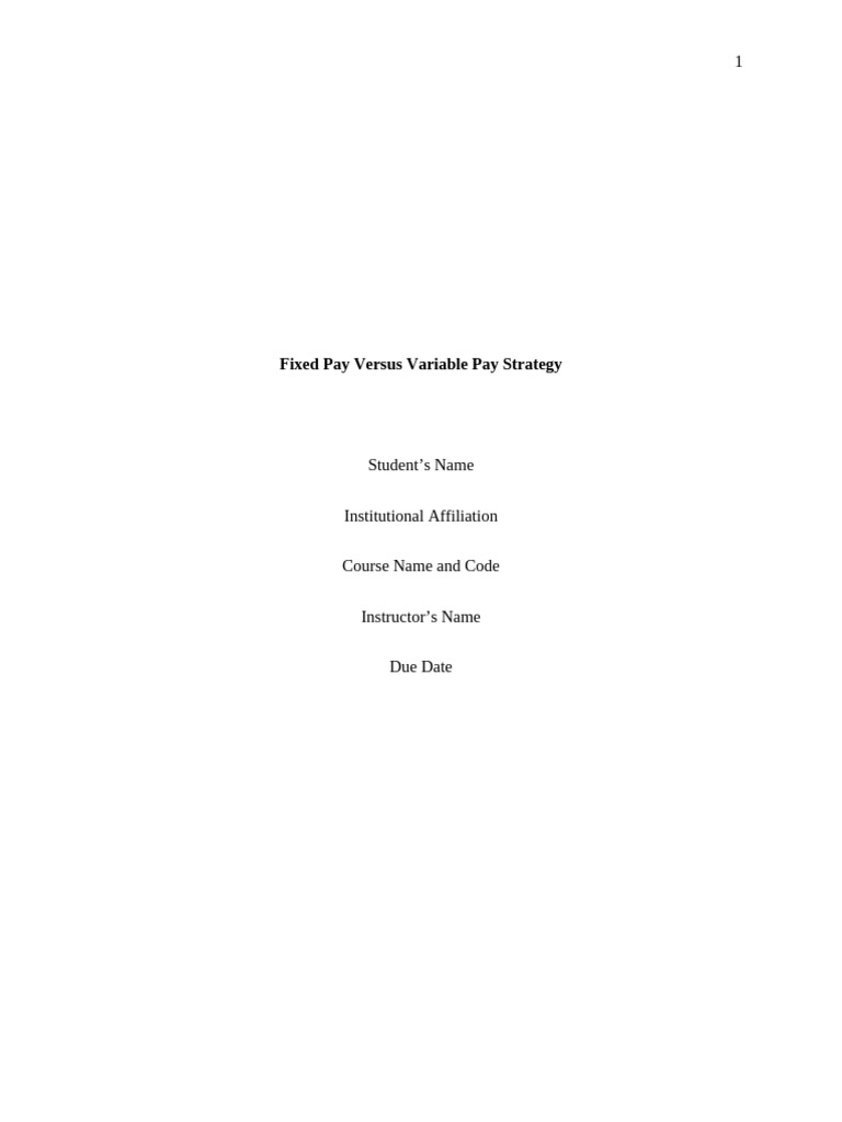 Order ID 418780960-Fixed Pay Versus Variable Pay Strategy | PDF ...