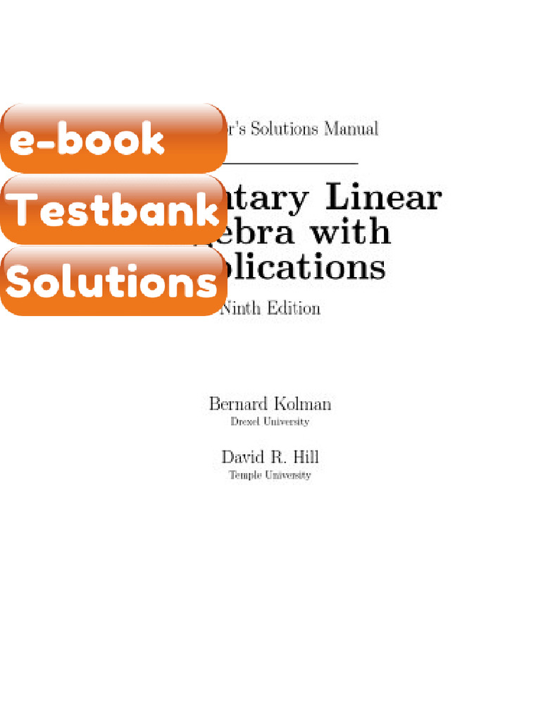 Instructors Solutios Manual For Elementary Linear Algebra With ...