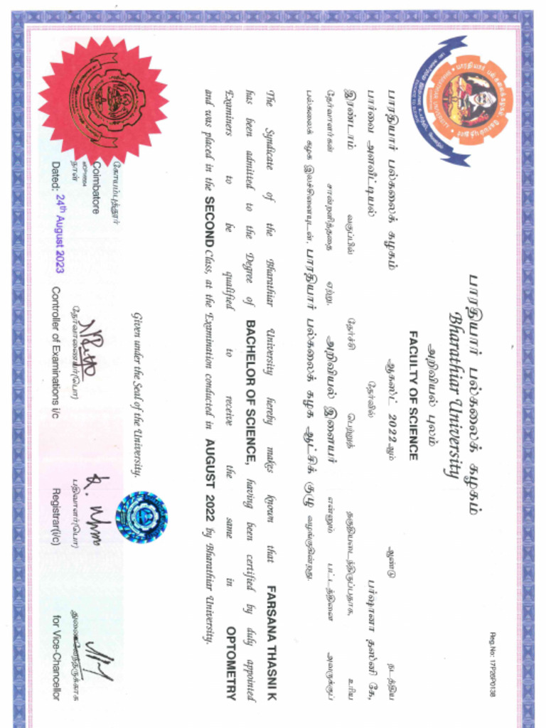 Degree Certificate Both Sides | PDF