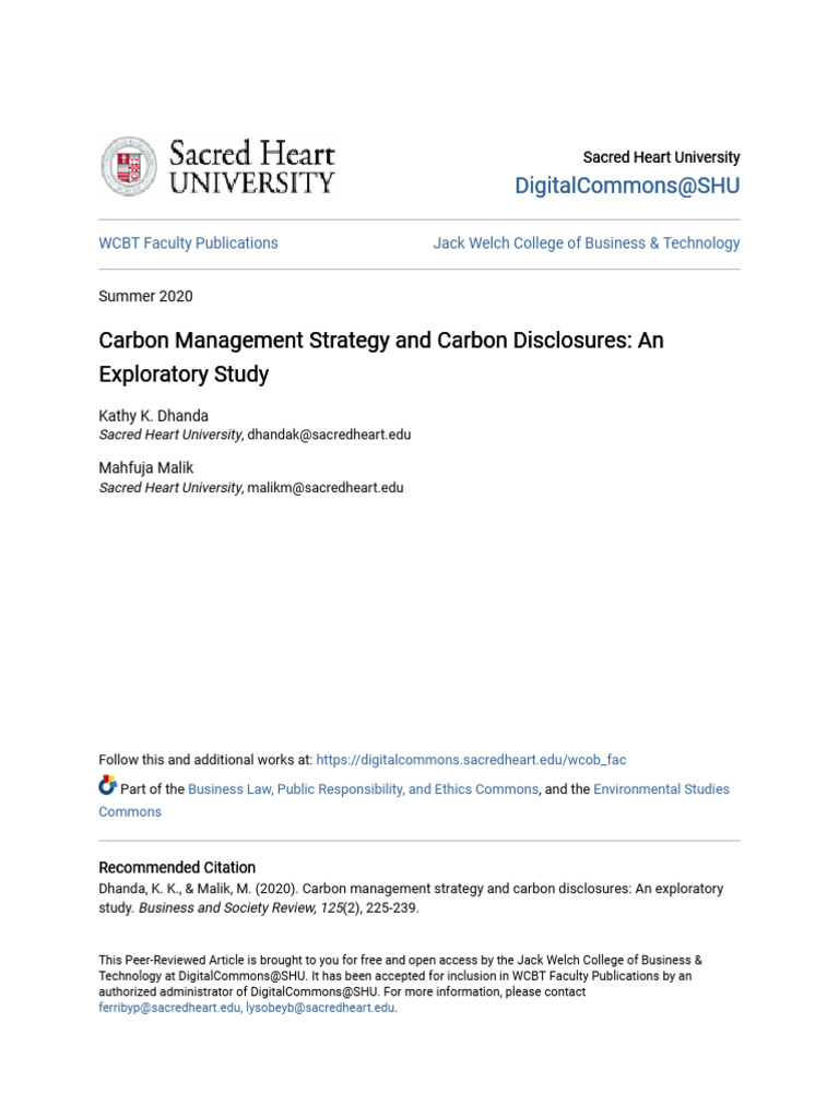 Carbon Management Strategy and Carbon Disclosures an 84fkzbr7zj | PDF ...