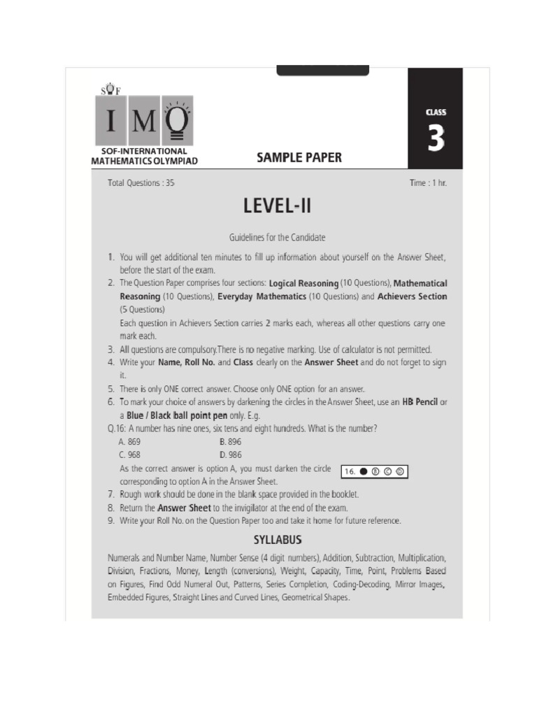 SOF Sample Paper Level 2 17.01.2026 | PDF