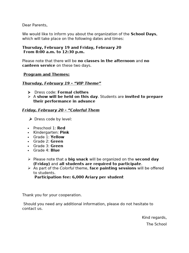 Dear Parents | PDF