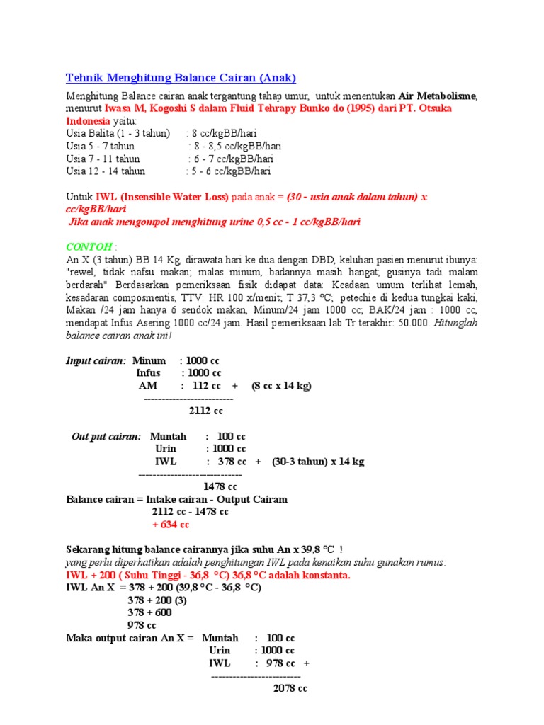 Tehnik Menghitung Balance Cairan