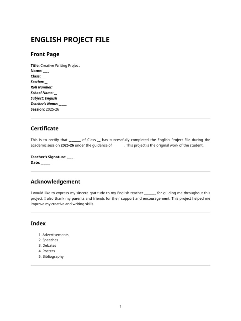 School Project File - Advertisements, Speeches, Debates & Posters | PDF ...