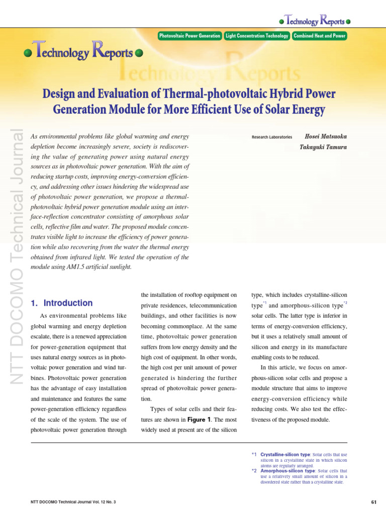 Design of Thermal Photovoltaic | PDF | Solar Cell | Photovoltaics