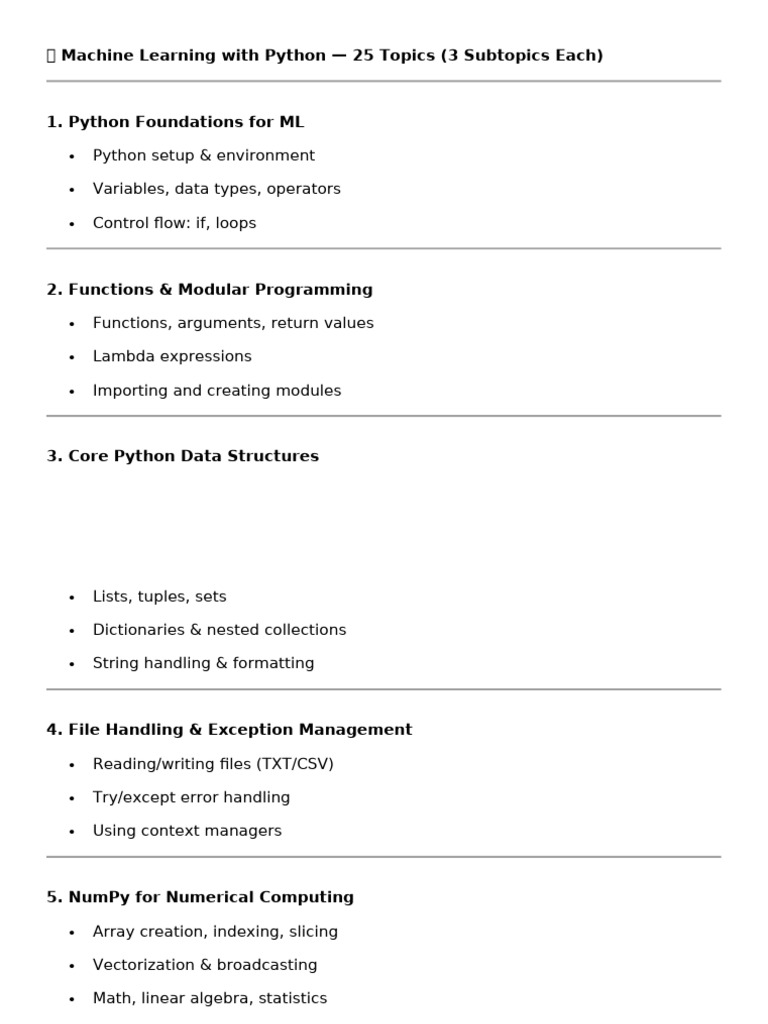 Machine Learning With Python Syllabus-A5 | PDF | Principal Component ...
