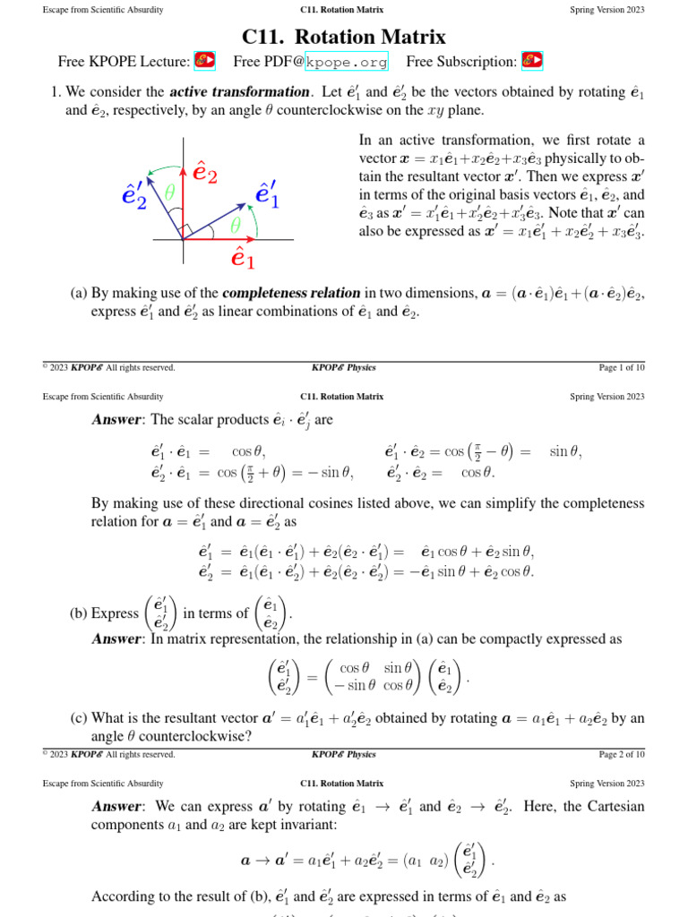 ESA23C11 | PDF | Euclidean Vector | Rotation