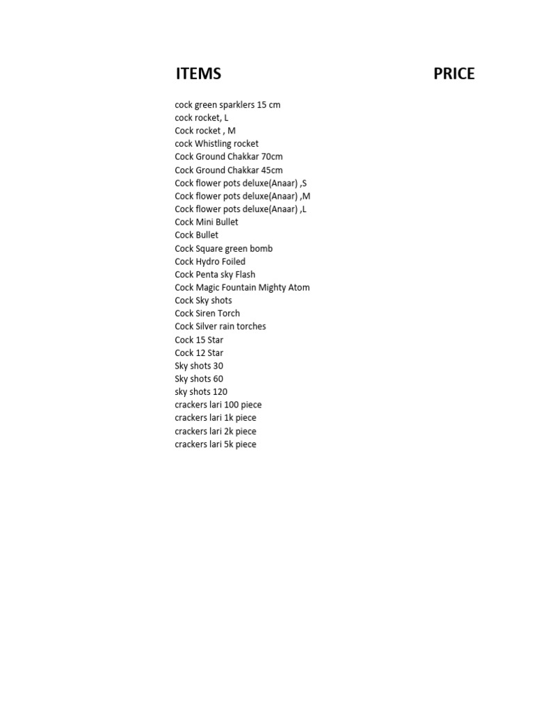 Price List | PDF