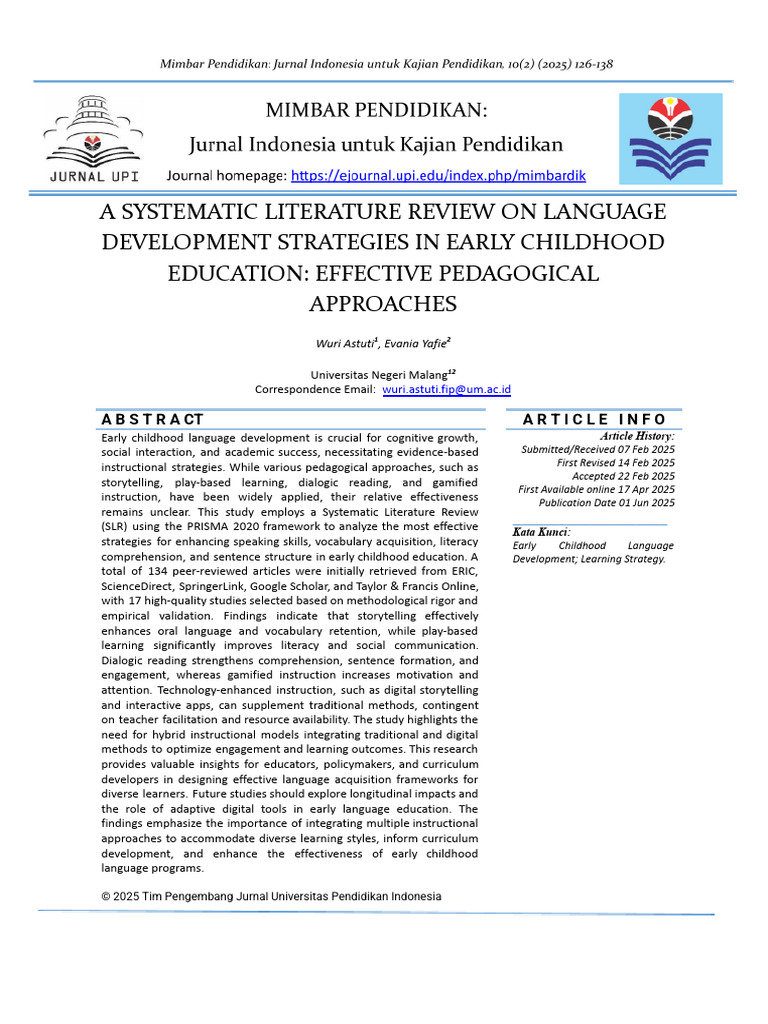 A Systematic Literature Review On Language Develop | PDF | Reading ...