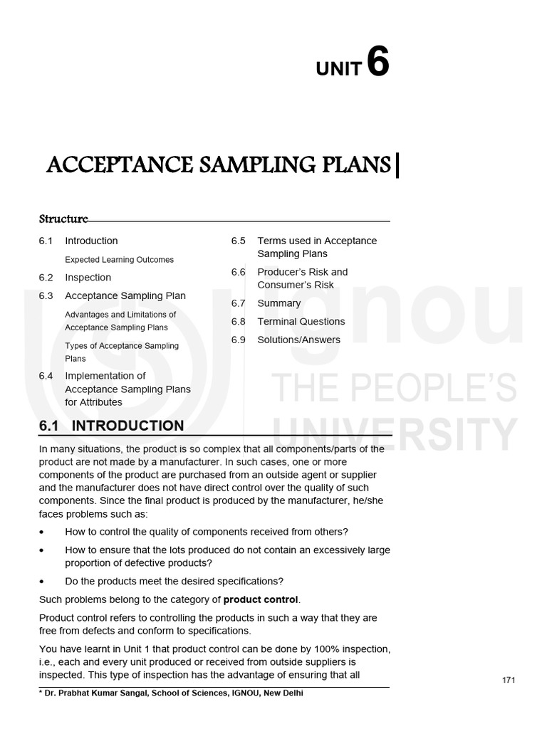 Acceptance Sampling Techniques - Final | PDF | Sampling (Statistics ...