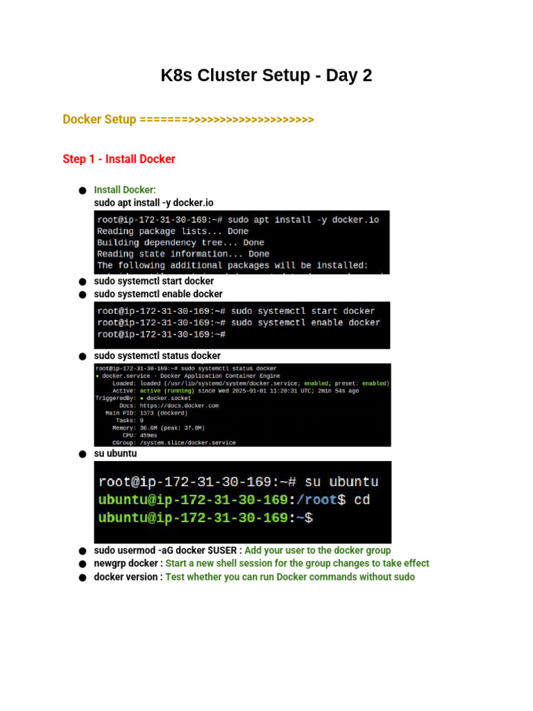 K8s Cluster Setup - Day 2 | PDF | Sudo | Software Engineering