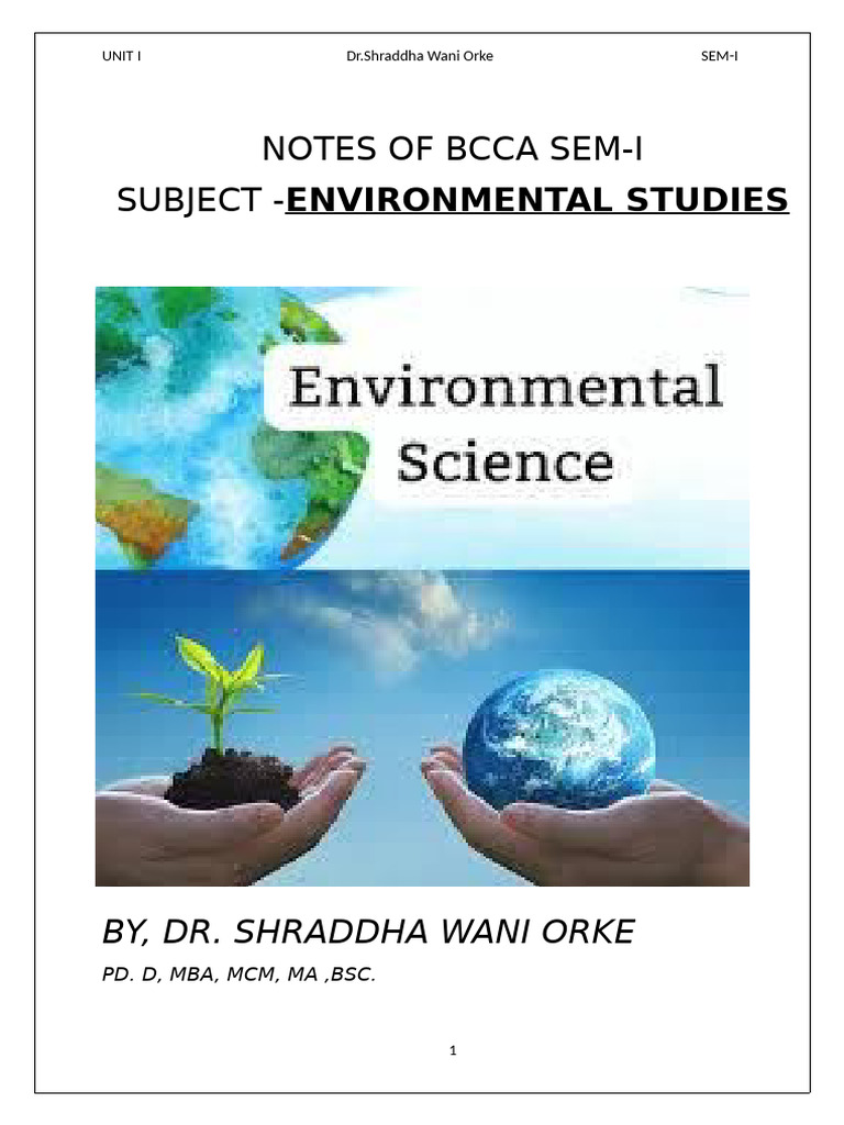 Unit I | PDF | Natural Environment | Ecosystem