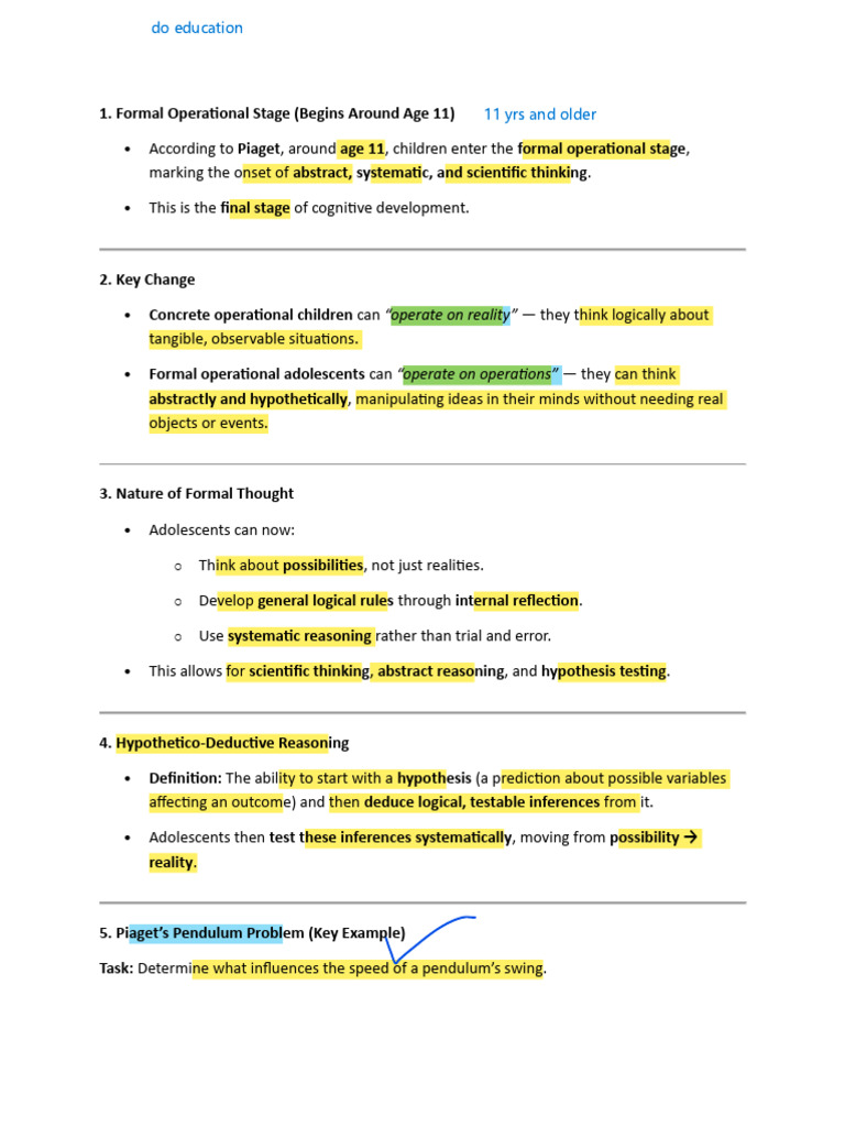 Formal Operational Stage | PDF | Adolescence | Cognition