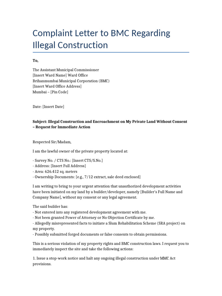 BMC Complaint Letter | PDF