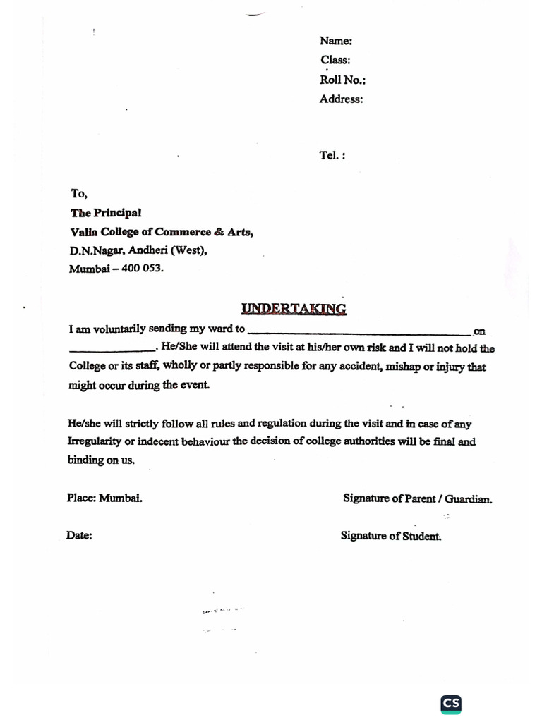 Undertaking Form | PDF