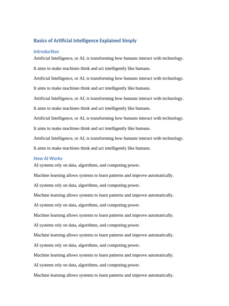 Basics of Artificial Intelligence Explained Simply | PDF | Artificial ...