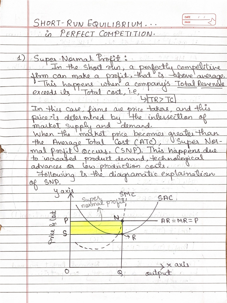 Short Run Equilibrium in Perfect Competition. | PDF