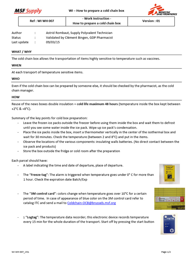 WI WH 007 - V01 - How To Prepare A Cold Chain Box | PDF | Heat Transfer ...