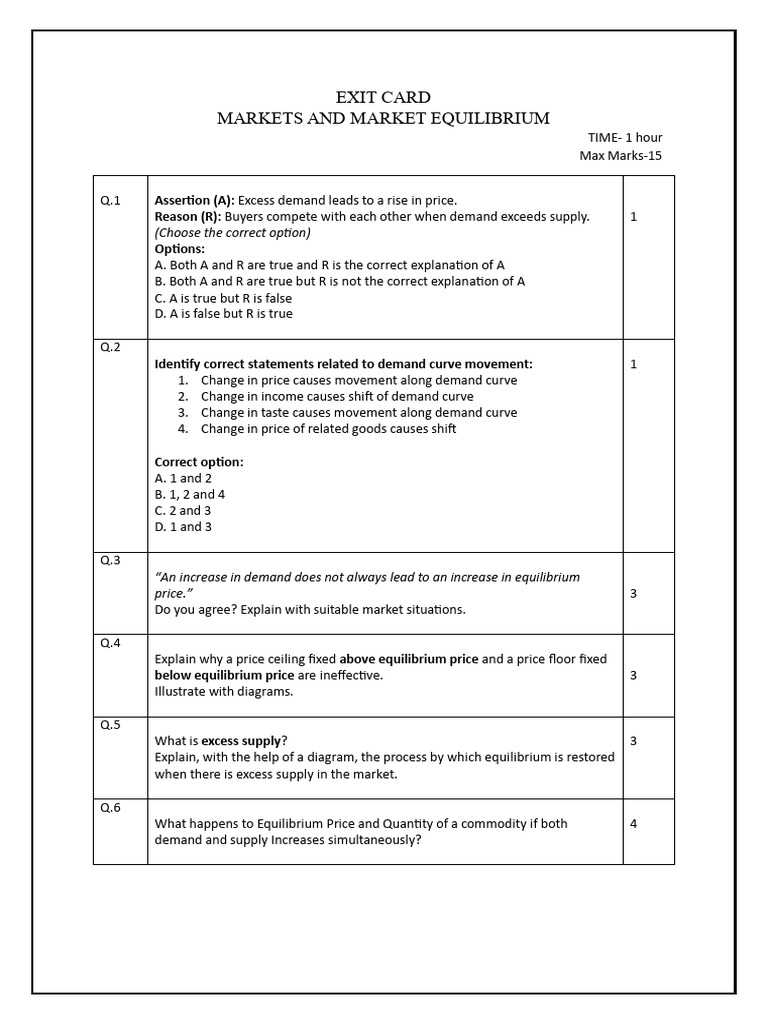 Exit Card Markets and Market Equilibrium | PDF