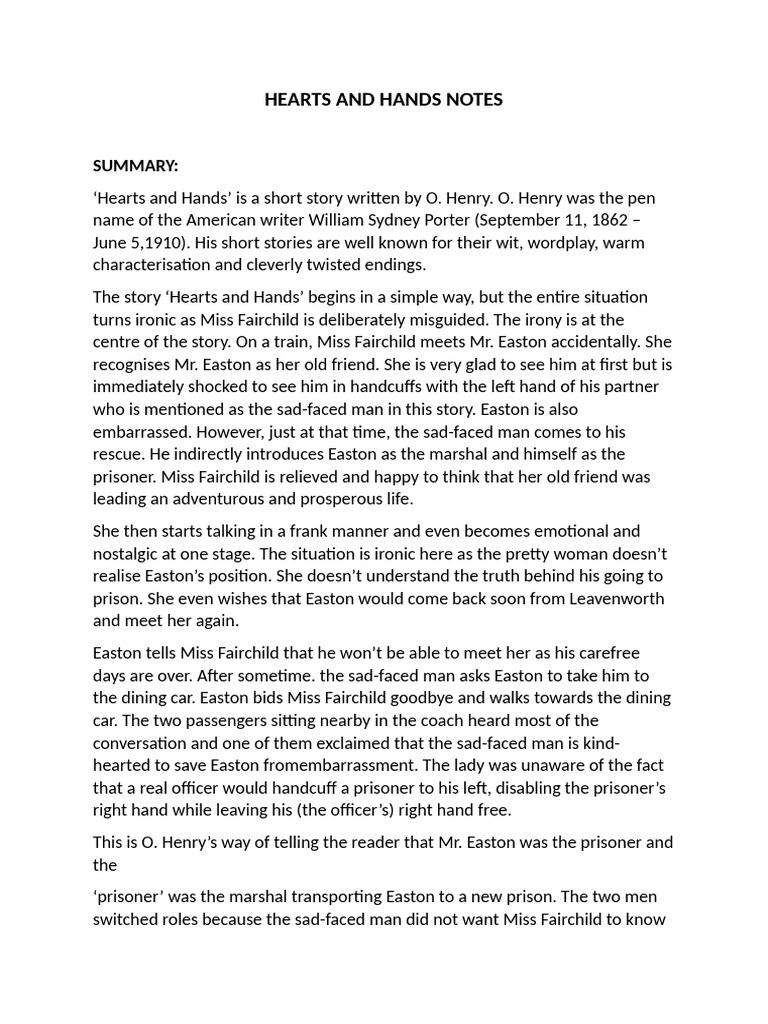 Hearts and Hands Notes | PDF