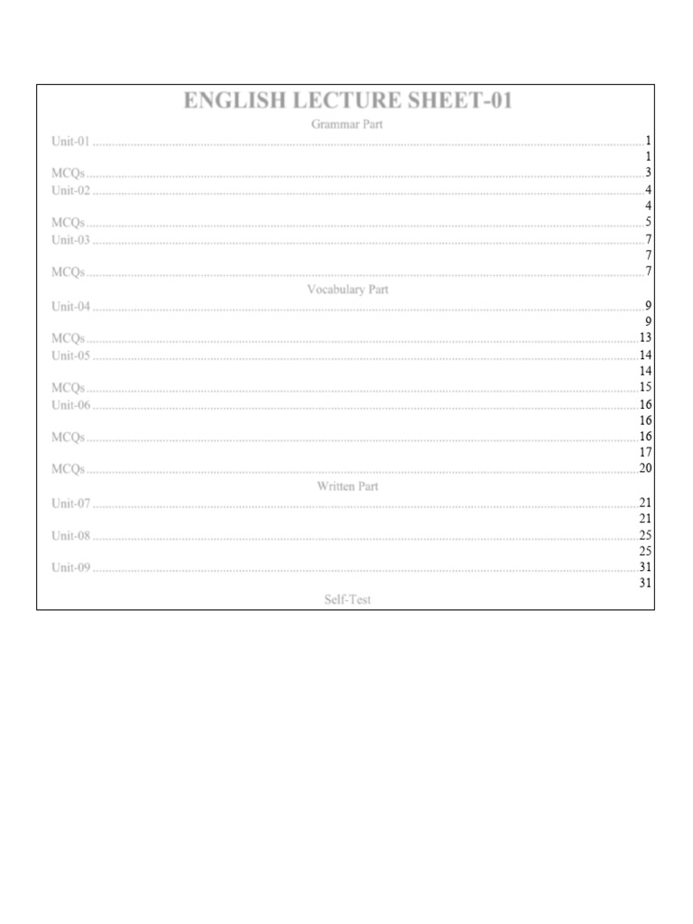 English Lec 01 (Unit C) | PDF