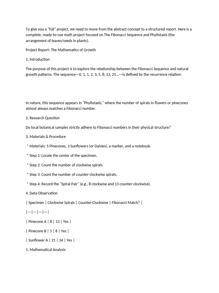 Maths Project | PDF