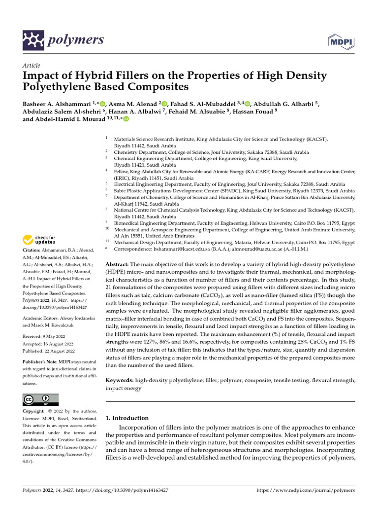 Impact of hybrid fillers on the properties of high density polyethylene ...