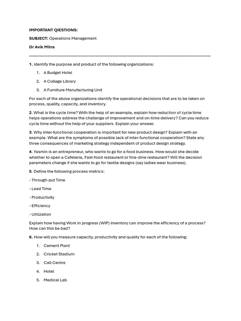 Operations Management | PDF